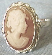 Handcarved Silver Cameo Ring, Side View