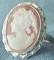 Handcarved Silver Cameo Ring, Front View