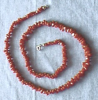 Red Coral Cut Sprig Necklace, Spiral View