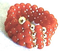 Red Coral Spiral Ring, Front View