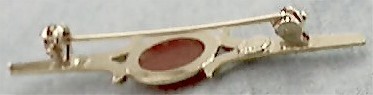 Red Coral Cobachon Brooch, Back View