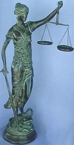 Green Brass Lady Justice
