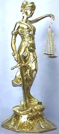 Brass Lady Justice, Front View